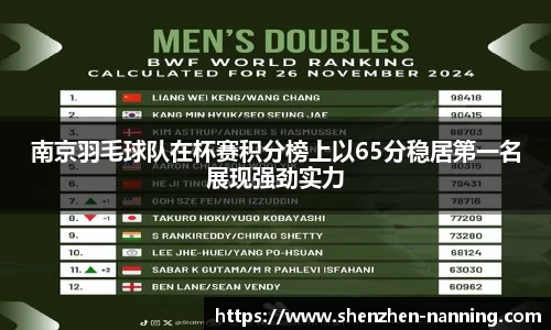 南京羽毛球队在杯赛积分榜上以65分稳居第一名展现强劲实力